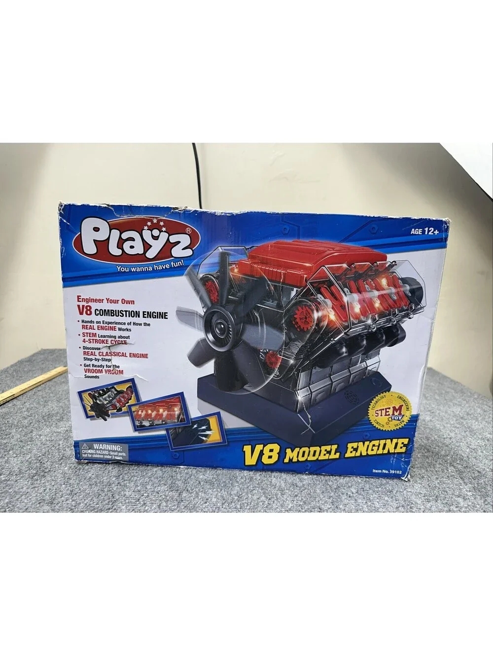 PLAYZ V8 COMBUSTION ENGINE MODEL KIT THAT RUNS BUILD YOUR OWN STEM V8 OPEN BOX